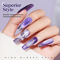 Mizhse Cat Eye Gel Nail Polish Purple Magnetic Gel Polish With Magnet Stick Maillard Style Magic Effect Galaxy Shimmer Glitter