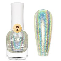 Mizhse Holographic Nail Polish Glitter Nail Polish Air Dry Fast 15 Ml High Glossy Shiny Nail Pigment Oilbased Laser Iridescen