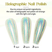 Mizhse Holographic Nail Polish Glitter Nail Polish Air Dry Fast 15 Ml High Glossy Shiny Nail Pigment Oilbased Laser Iridescen