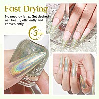 Mizhse Holographic Nail Polish Glitter Nail Polish Air Dry Fast 15 Ml High Glossy Shiny Nail Pigment Oilbased Laser Iridescen