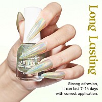 Mizhse Holographic Nail Polish Glitter Nail Polish Air Dry Fast 15 Ml High Glossy Shiny Nail Pigment Oilbased Laser Iridescen