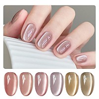 Gaoy Forest Sunset Cat Eye Gel Nail Polish Set With Magnet For Holographic Cat Eye Salon Gel Manicure And Nail Art Diy At Home