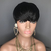 Hotkis Short Pixie Cut Wig Human Hair Short Wigs Human Hair For Black Women Short Straight Pixie Cut Human Hair Wigs With Neat B