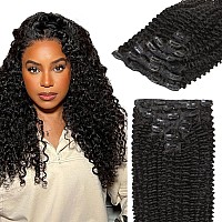 Lashey Hair Extensions Real Human Hair 120G 7Pcs Black Hair Extensions Natual Kinky Curly Clip In Hair Extensions 20 Inch Remy H