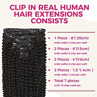 Lashey Hair Extensions Real Human Hair 120G 7Pcs Black Hair Extensions Natual Kinky Curly Clip In Hair Extensions 20 Inch Remy H