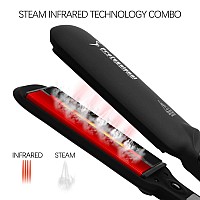 Dorisilk Steam Hair Straightener And Curler Iron 2 In 1 Professional Salon Infrared Flat Iron Wide Tourmaline Ceramic Plate Va