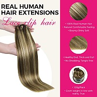 Lashey Human Hair Extensions Real Clip Ins 22 Inch 120G 7Pcs Long Straight Hair Balayage Ash Brown To Honey Blonde Clip In Hair