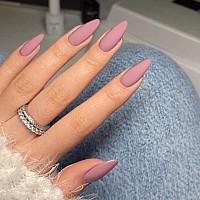 Matte Dusty Pink Press On Nails Medium Stiletto Almond Kqueenest Acrylic Nails Reusable Fake Nails Press Ons With Feature Protec