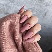 Matte Dusty Pink Press On Nails Medium Stiletto Almond Kqueenest Acrylic Nails Reusable Fake Nails Press Ons With Feature Protec