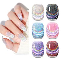 Mizhse Cat Eye Gel Nail Polish Glitter Rainbow Holographic Gel Polish With Magnet Reflective Translucent Uv Gel For Nail Salon