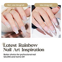 Mizhse Cat Eye Gel Nail Polish Glitter Rainbow Holographic Gel Polish With Magnet Reflective Translucent Uv Gel For Nail Salon