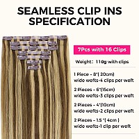 Lashey Seamless Clip In Hair Extensions 22 Inch Balayage Ash Brown To Honey Blonde Long Straight Hair Extensions 110G 7Pcs Pu Cl