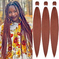 Ginger Braiding Hair Pre Stretched 32Inch 3 Packs Copper Red Braiding Hair Extensions Synthetic Crochet Braids Hot Water Settin