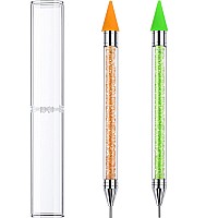 Tatuo 2 Pieces Rhinestone Picker Dotting Pen Dual Ended Rhinestone Gems Crystals Studs Picker Wax Pencil Pen Crystal Beads Hand