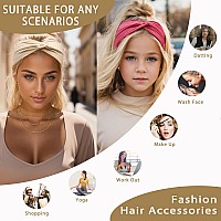 Artilady 6 Pcs Headbands For Women Elastic Wide Headband Non Slip Soft Cloth Hair Bands Boho Stretchy Twisted Criss Cross Turban