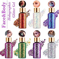 Holographic Body Glitter Gel For Face Body Nail Super Long Lasting Waterproof Quick Dry Liquid Chunky Glitter Eyeshadow For S