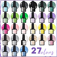 Phoenixy Gel Nail Polish Kit With U V Light 51 Pcs Pink Blue Green White Nude Gel Nail Polish Set 48W U V Led Nail Lamp Gel Nai