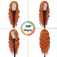 Nayoo Long Wavy Wigs For Women Middle Part Orange Curly Cosplay Wig Synthetic Heat Resistant Fiber Women Wigs For Daily Party Us