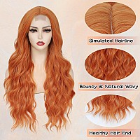 Nayoo Long Wavy Wigs For Women Middle Part Orange Curly Cosplay Wig Synthetic Heat Resistant Fiber Women Wigs For Daily Party Us