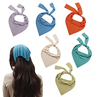 Vercret 6Pcs Hair Scarf Headband For Women Hair Bandana Headbands Head Wrap Scarves Covers Boho Triangle Kerchief Cute Hair Ac