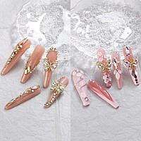 20Pcs Butterfly Nail Charms 3D Butterfly Shape Nail Rhinestones Ab Color Red Pink Diamond Gems For Nail Art Metal Gold Butter