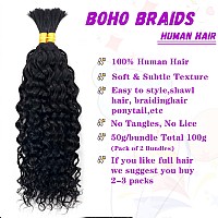 Forevermore Water Wave Bulk Human Hair No Weft Boho Knotless Braids Human Hair 16Inch Remy Human Hair For Braiding 2 Bundles Bra