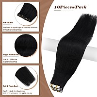 Full Shine Machine Virgin Tape In Hair Extensions Human Hair Color Black Mixed Silver Intact Tape In Hair Extensions 18 Inch Sea