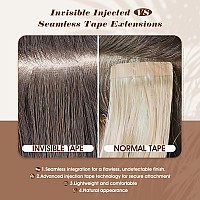 Full Shine Machine Virgin Tape In Hair Extensions Human Hair Color Black Mixed Silver Intact Tape In Hair Extensions 18 Inch Sea