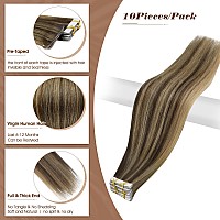 Full Shine Intact Tape In Hair Extensions Human Hair Color Bm Machine Virgin Tape In Extensions 25Gram Seamless Skin Weft Hair 2