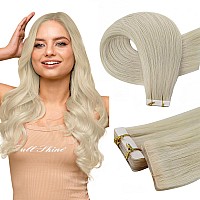 Full Shine Intact Tape In Hair Extensions Real Human Hair Blonde Machine Virgin Tape In Hair Extensions 22 Inch Soft Remy Straig