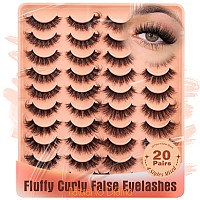 20 Pairs False Eyelashes Natural Look Lashes Mink Fluffy Fake Eyelashes Wispy Strip False Lashes 4 Styles Mixed Thick Volume Fau