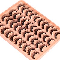 20 Pairs False Eyelashes Natural Look Lashes Mink Fluffy Fake Eyelashes Wispy Strip False Lashes 4 Styles Mixed Thick Volume Fau