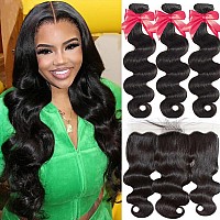 Brazilian Body Wave Bundles Human Hair With Frontal Closure 18 20 2216F 13 4 Ear To Ear Lace Frontal With Bundles 100 Brazi