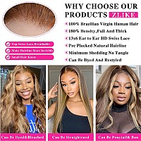 Ailiceehr Honey Blonde Ombre Kinky Straight 13X4 Lace Front Wig Human Hair 180 Density P427 Highlight Yaki Straight 13X4 Hd La