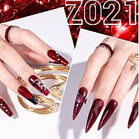 Melodysusie Thick Red Glitter Gel Nail Polish05Fl Oz Nails Soak Off Uv Led Sparkle Glitter Gel Polish Gift For Women Nail Art