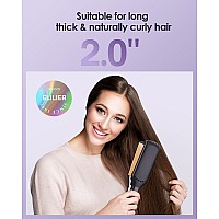 Elilier 2 Hair Straightener Extra Wide Flat Ironplancha De Cabello Adjustable Temperature Ceramic Coated Floating Panel 30