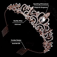 Tiara Crowns For Women Princess Crown For Girls Crystal Queen Tiaras For Birthday Christmas Costume Bride Wedding Promrose Gold