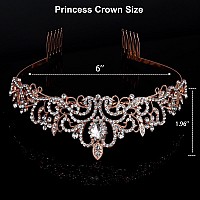 Tiara Crowns For Women Princess Crown For Girls Crystal Queen Tiaras For Birthday Christmas Costume Bride Wedding Promrose Gold