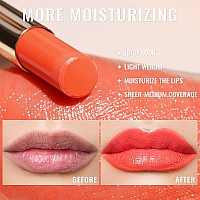 Oulac Moisturizing Shine Orange Red Lipstick For Women 2 In 1 Orange Red Glossy Tinted Lip Balm Hydrating Winter Lipstick For