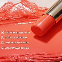 Oulac Moisturizing Shine Orange Red Lipstick For Women 2 In 1 Orange Red Glossy Tinted Lip Balm Hydrating Winter Lipstick For