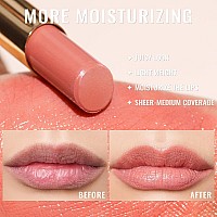 Oulac Moisturizing Shine Pink Peach Lipstick For Women 2 In 1 Pink Peach Glossy Tinted Lip Balm Hydrating Winter Lipstick For