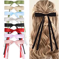 8Pcs Tassel Hair Bow Clips, Cute Bow Clips Long Hair Accessories, Hair Bows Barrette Hairpin With Long Tail, Bowknot Barrettes Hair Accessories For Girls Teens, Ideal Gifts For Wedding Party