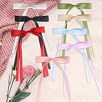 8Pcs Tassel Hair Bow Clips, Cute Bow Clips Long Hair Accessories, Hair Bows Barrette Hairpin With Long Tail, Bowknot Barrettes Hair Accessories For Girls Teens, Ideal Gifts For Wedding Party