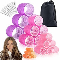 Ehbelif Jumbo Hair Rollers Set With Clips 34Pcs Rollers Hair Curlers Blowout Look Hair Roller Amulticolored