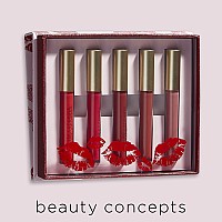 Beauty Concepts 5Piece Matte Liquid Lipstick Set Vivid Reds And Pinks Longlasting Formula 2Ml Each Red