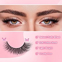 Natural Lashes Kit With Lash Glue 3D False Eyelashes Wispy 12Mm Short Cateye Lashes With 5Ml Clear Eyelash Glue 9 Pairs Fake Ey