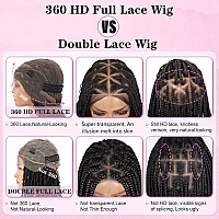 Kalyss 360 Hd Full Lace Knotless Boho Braided Wigs For Women Box Braided Wig With Baby Hair Human Hair Blended Black Lace Fronta