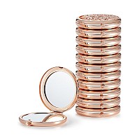 Getinbulk Compact Mirror For Purse Pack Of 12 Doublesided 1X2X Magnifying Round Metal Pocket Makeup Mirrorsrose Gold Mix Di