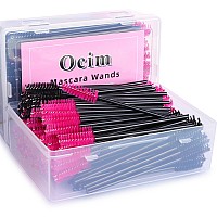 Ocim 400Pcs Disposable Eyelash Spoolies Mascara Wands Brush For Eyelash Extensions And Eyebrow Brush With Container Blackrose R