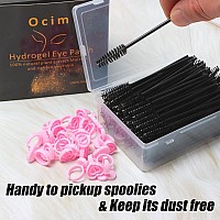 Ocim 400Pcs Disposable Eyelash Spoolies Mascara Wands Brush For Eyelash Extensions And Eyebrow Brush With Container Black